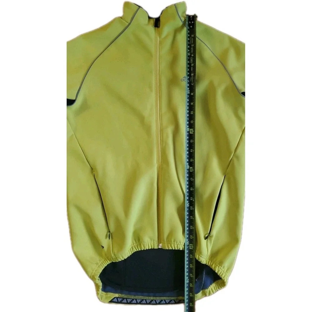 Adidas Mens Size Medium Neon Yellow Long Sleeve‎ Cycling Jersey Jacket Full Zip
